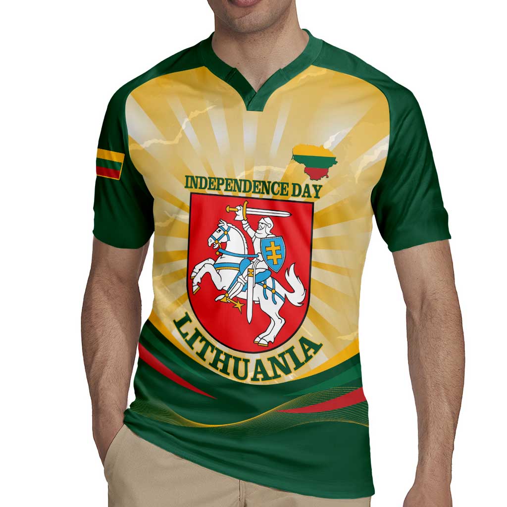Personalised Lithuania Independence Day Rugby Jersey Coat Of Arms Proud - Wonder Print Shop