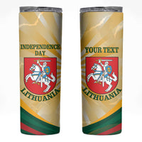 Personalised Lithuania Independence Day Skinny Tumbler Coat Of Arms Proud - Wonder Print Shop