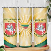 Personalised Lithuania Independence Day Skinny Tumbler Coat Of Arms Proud - Wonder Print Shop