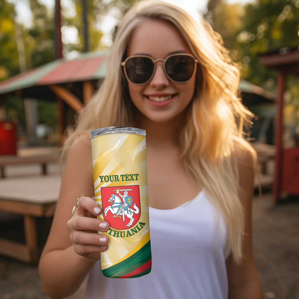 Personalised Lithuania Independence Day Skinny Tumbler Coat Of Arms Proud - Wonder Print Shop