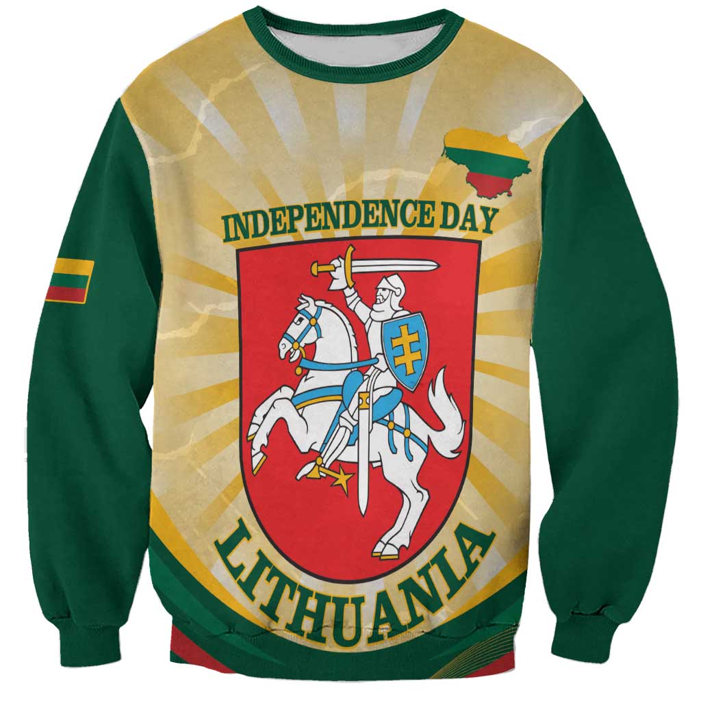 Personalised Lithuania Independence Day Sweatshirt Coat Of Arms Proud - Wonder Print Shop
