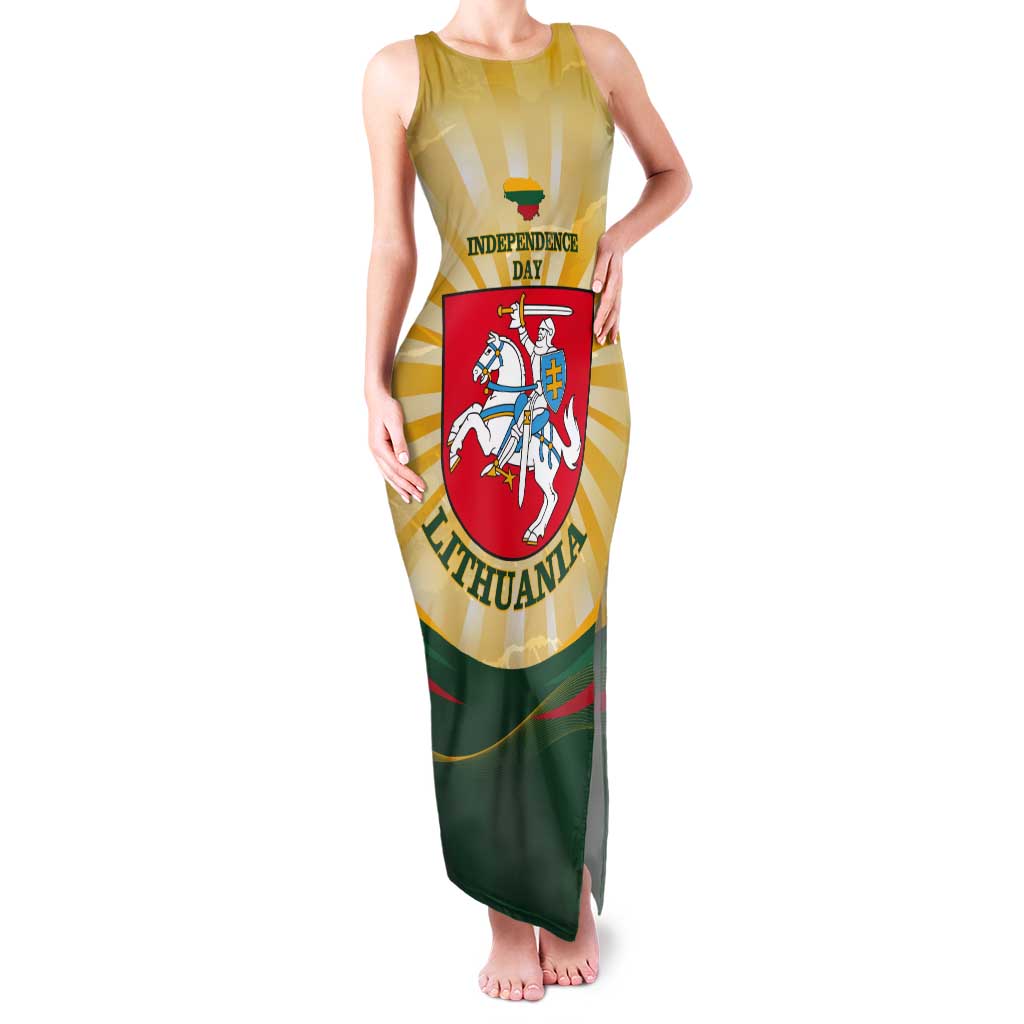 Personalised Lithuania Independence Day Tank Maxi Dress Coat Of Arms Proud - Wonder Print Shop
