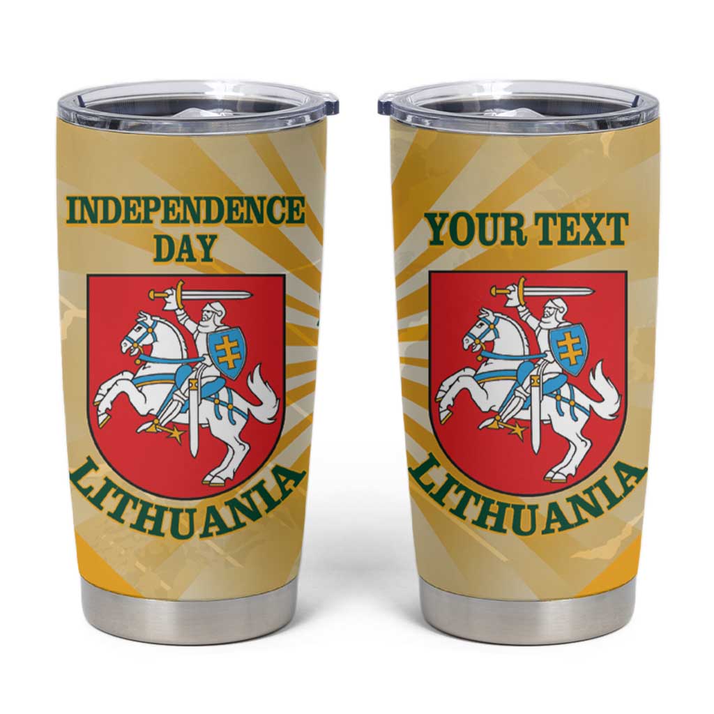 Personalised Lithuania Independence Day Tumbler Cup Coat Of Arms Proud - Wonder Print Shop