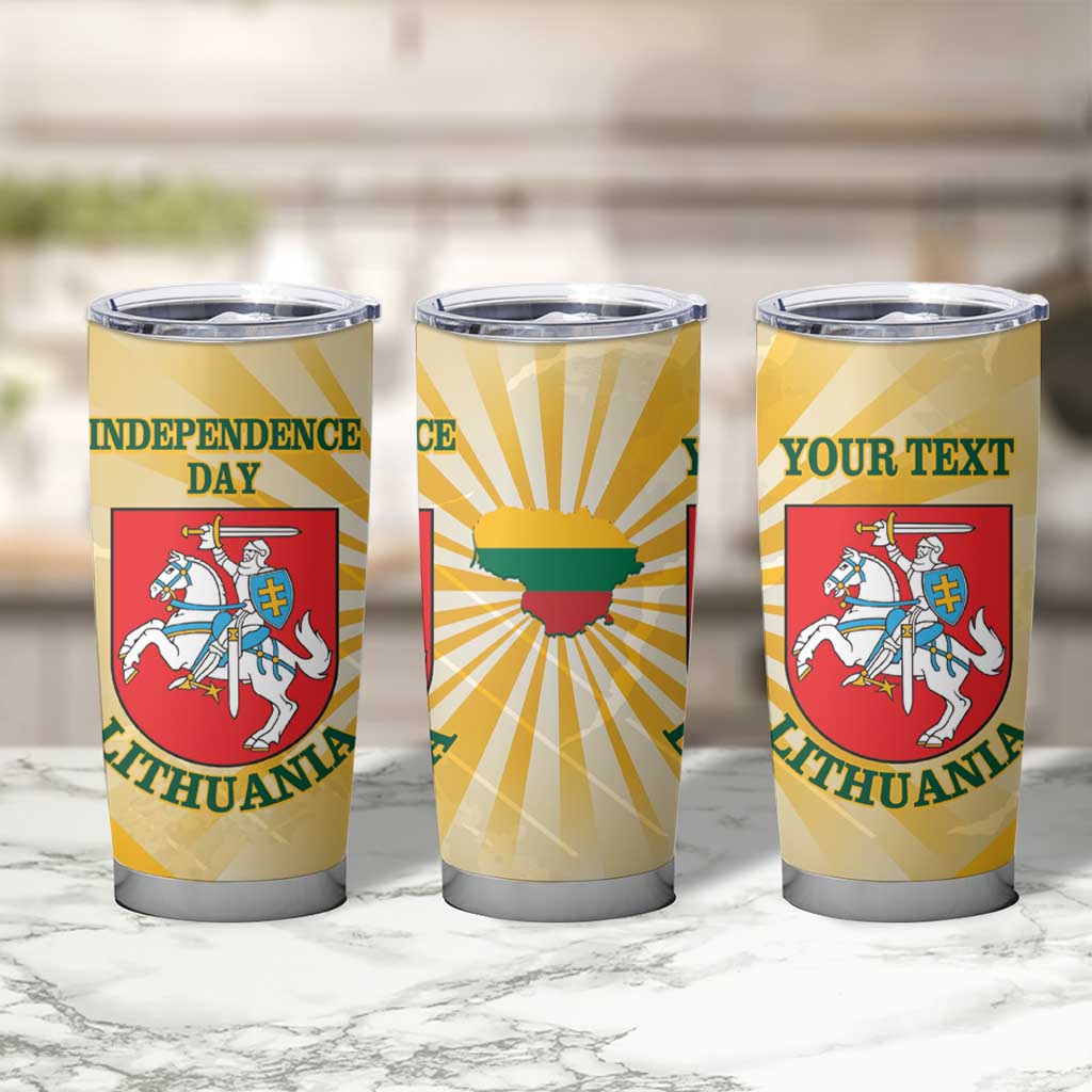 Personalised Lithuania Independence Day Tumbler Cup Coat Of Arms Proud - Wonder Print Shop