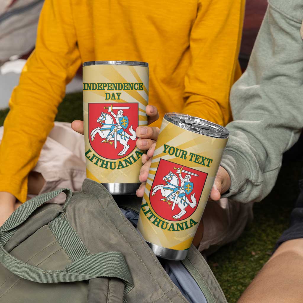 Personalised Lithuania Independence Day Tumbler Cup Coat Of Arms Proud - Wonder Print Shop