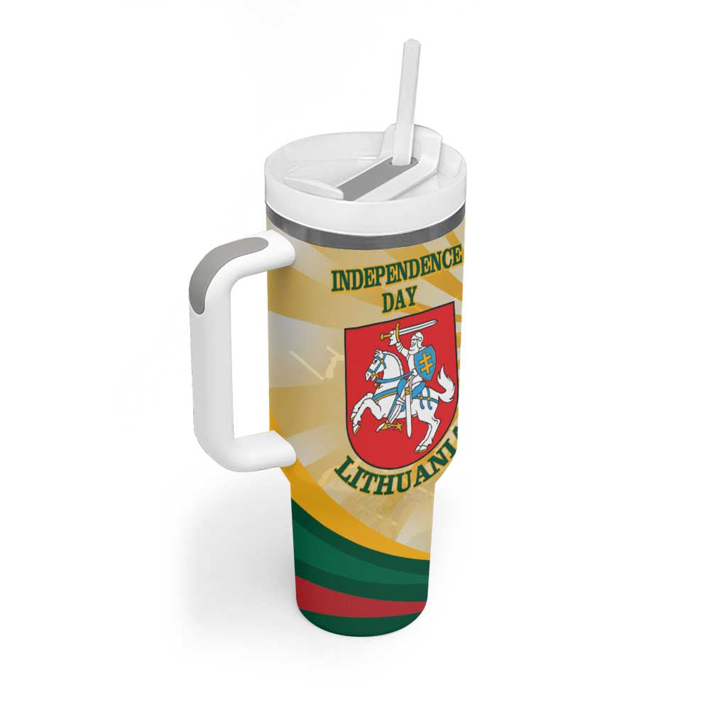 Personalised Lithuania Independence Day Tumbler With Handle Coat Of Arms Proud - Wonder Print Shop