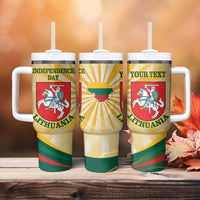 Personalised Lithuania Independence Day Tumbler With Handle Coat Of Arms Proud - Wonder Print Shop