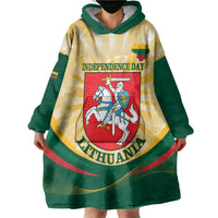 Personalised Lithuania Independence Day Wearable Blanket Hoodie Coat Of Arms Proud - Wonder Print Shop