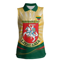 Personalised Lithuania Independence Day Women Sleeveless Polo Shirt Coat Of Arms Proud - Wonder Print Shop