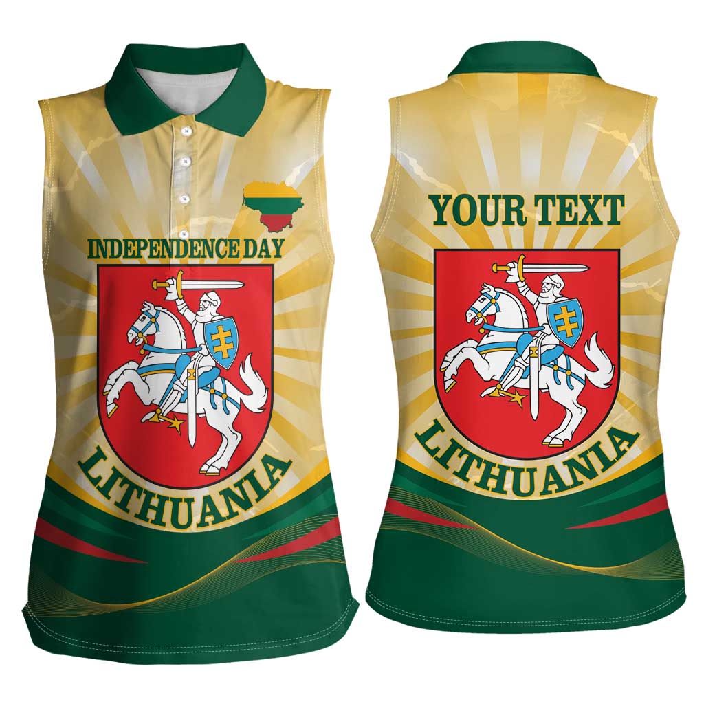 Personalised Lithuania Independence Day Women Sleeveless Polo Shirt Coat Of Arms Proud - Wonder Print Shop