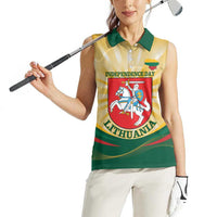 Personalised Lithuania Independence Day Women Sleeveless Polo Shirt Coat Of Arms Proud - Wonder Print Shop