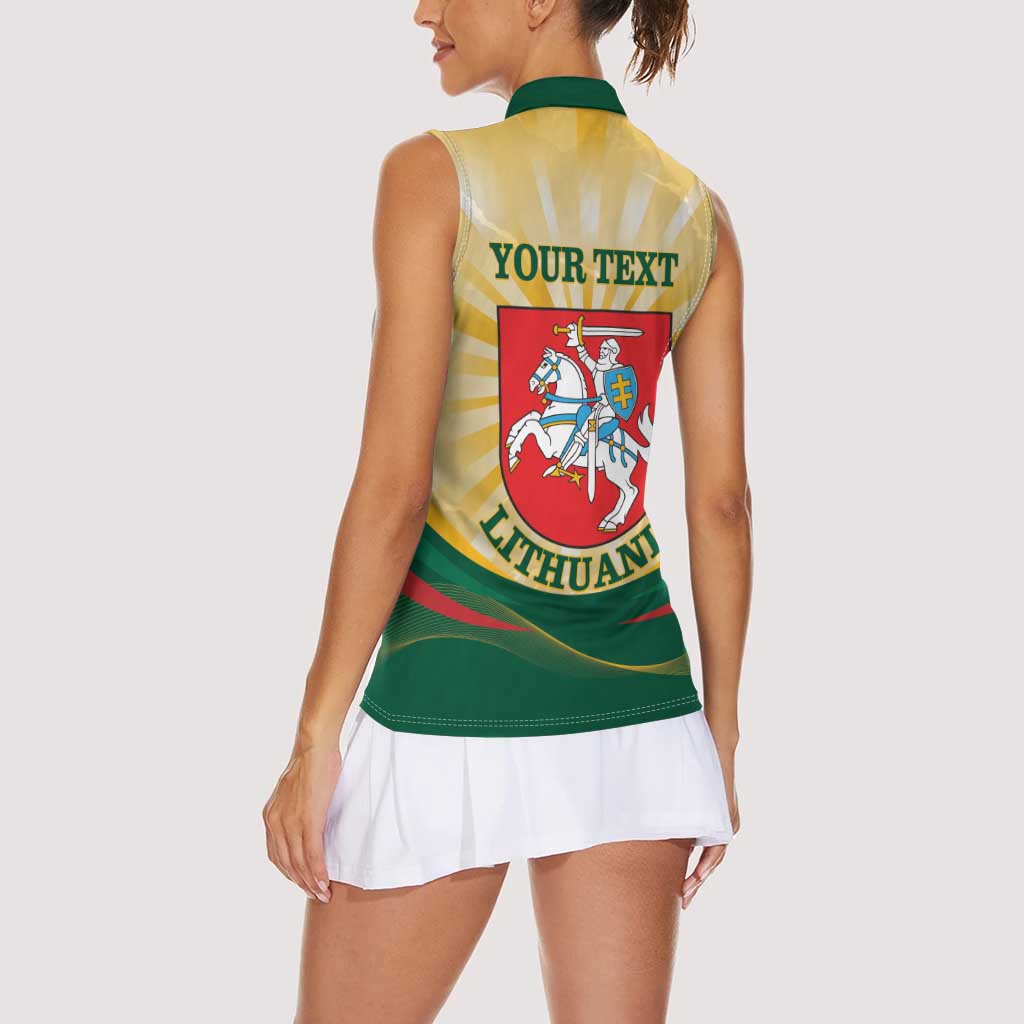 Personalised Lithuania Independence Day Women Sleeveless Polo Shirt Coat Of Arms Proud - Wonder Print Shop