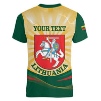Personalised Lithuania Independence Day Women V-Neck T-Shirt Coat Of Arms Proud - Wonder Print Shop