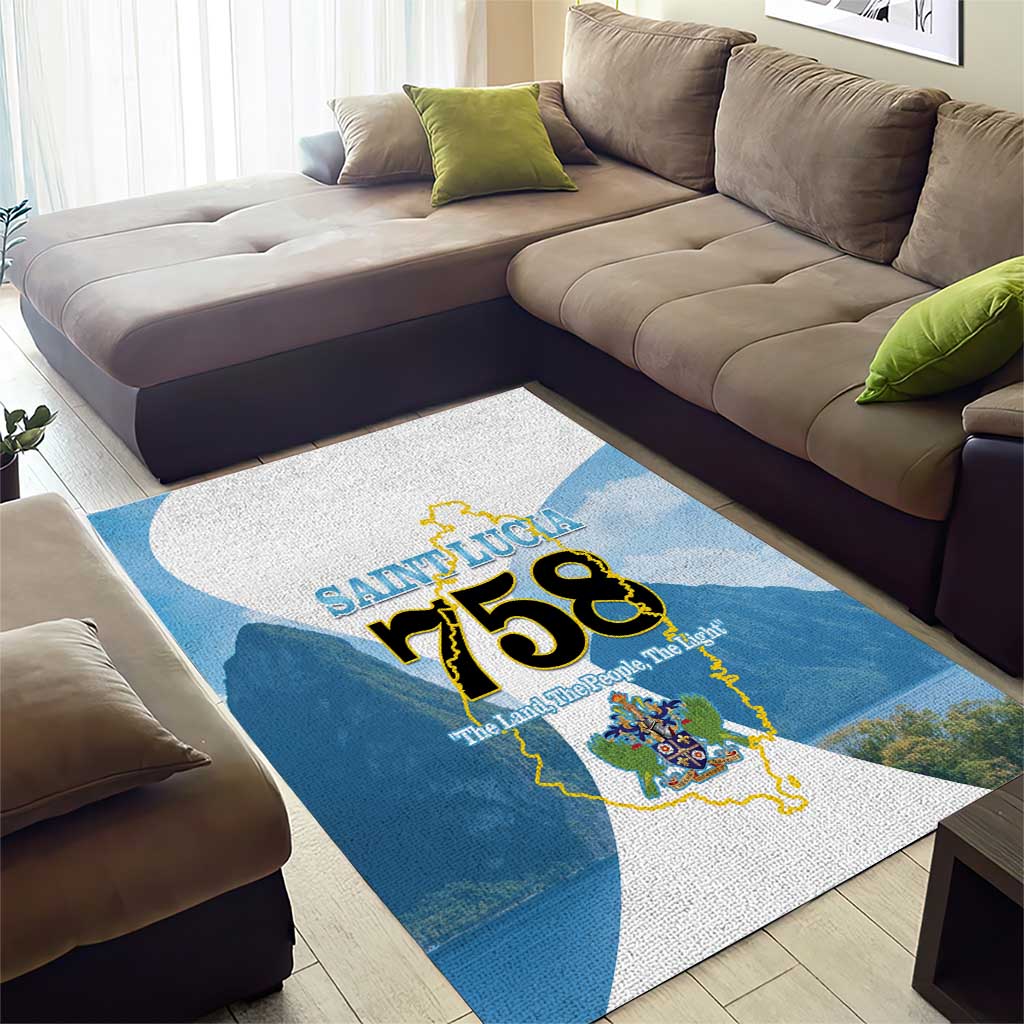 Proud To Be Saint Lucia 758 Area Rug Pitons With Map - Wonder Print Shop