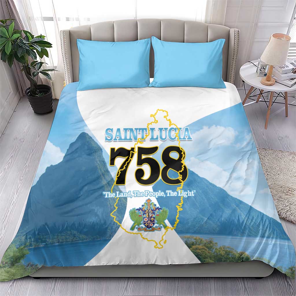Proud To Be Saint Lucia 758 Bedding Set Pitons With Map - Wonder Print Shop