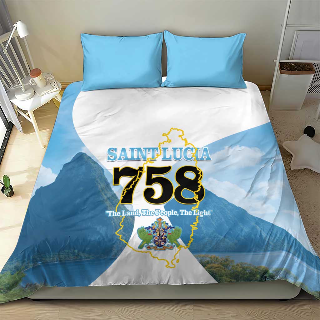 Proud To Be Saint Lucia 758 Bedding Set Pitons With Map - Wonder Print Shop