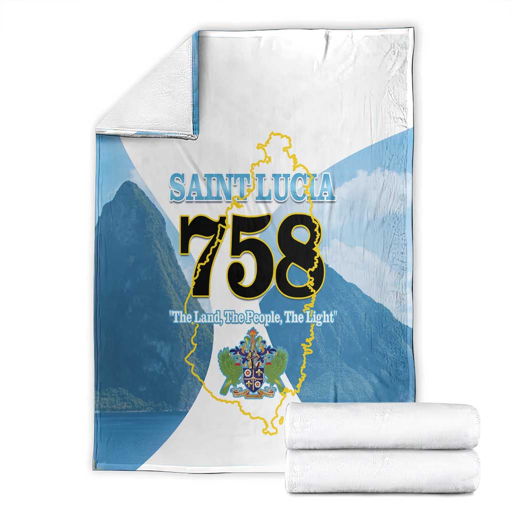 Proud To Be Saint Lucia 758 Blanket Pitons With Map