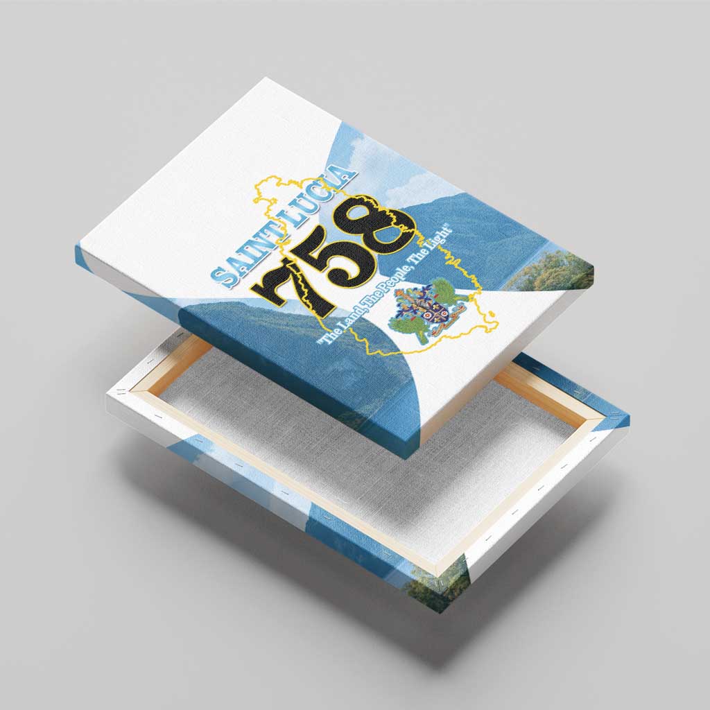 Proud To Be Saint Lucia 758 Canvas Wall Art Pitons With Map - Wonder Print Shop