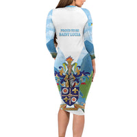 Proud To Be Saint Lucia 758 Family Matching Long Sleeve Bodycon Dress and Hawaiian Shirt Pitons With Map - Wonder Print Shop
