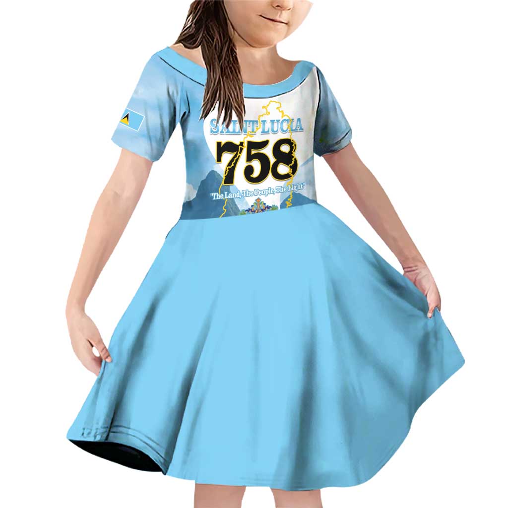 Proud To Be Saint Lucia 758 Family Matching Off Shoulder Short Dress and Hawaiian Shirt Pitons With Map - Wonder Print Shop