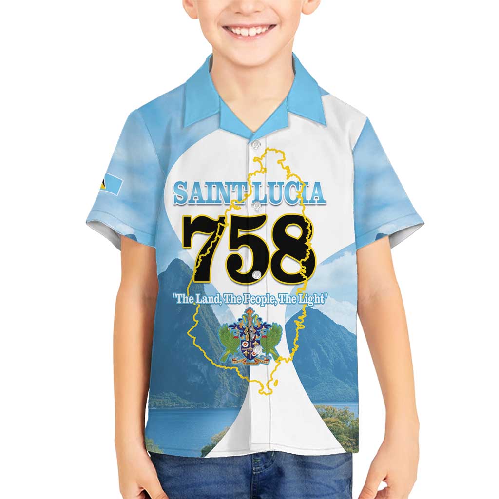 Proud To Be Saint Lucia 758 Family Matching Off Shoulder Short Dress and Hawaiian Shirt Pitons With Map - Wonder Print Shop
