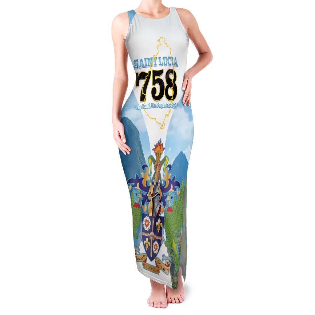Proud To Be Saint Lucia 758 Family Matching Tank Maxi Dress and Hawaiian Shirt Pitons With Map - Wonder Print Shop