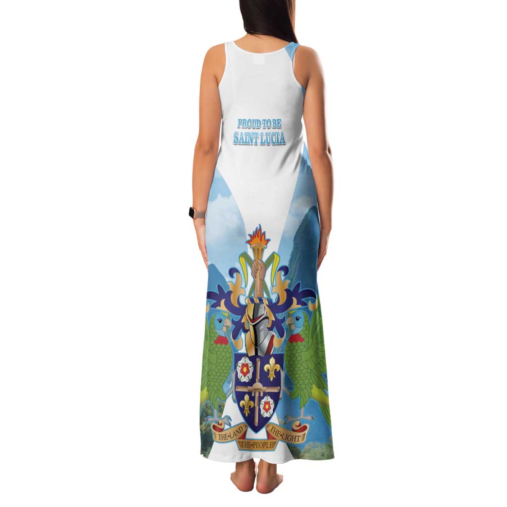 Proud To Be Saint Lucia 758 Family Matching Tank Maxi Dress and Hawaiian Shirt Pitons With Map - Wonder Print Shop