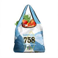 Proud To Be Saint Lucia 758 Grocery Bag Pitons With Map
