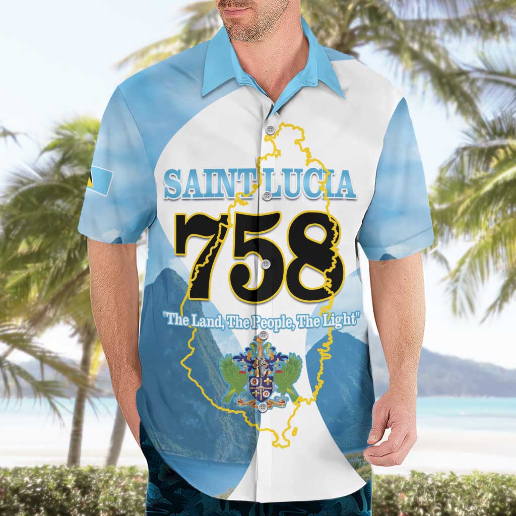 Proud To Be Saint Lucia 758 Hawaiian Shirt Pitons With Map - Wonder Print Shop