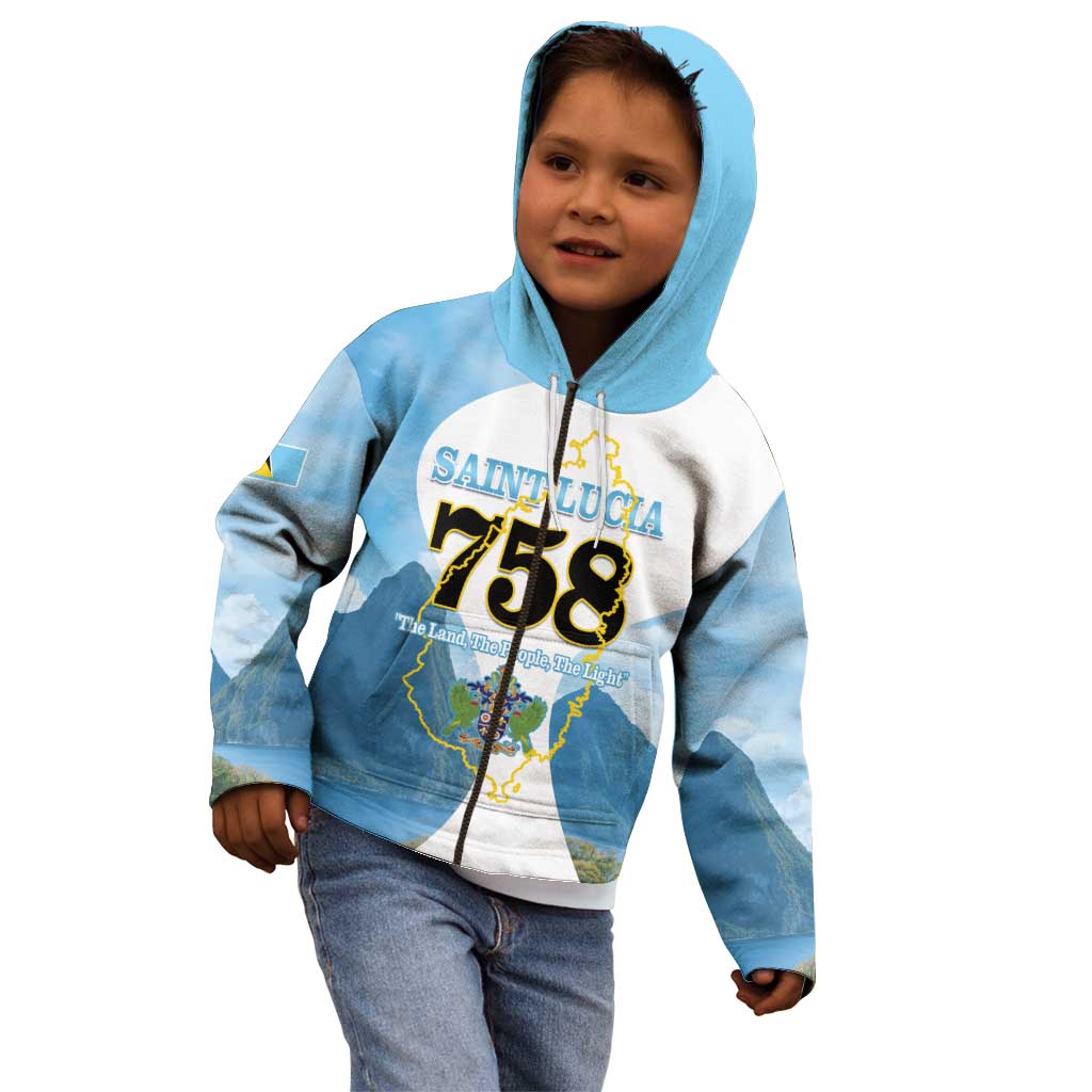 Proud To Be Saint Lucia 758 Kid Hoodie Pitons With Map - Wonder Print Shop