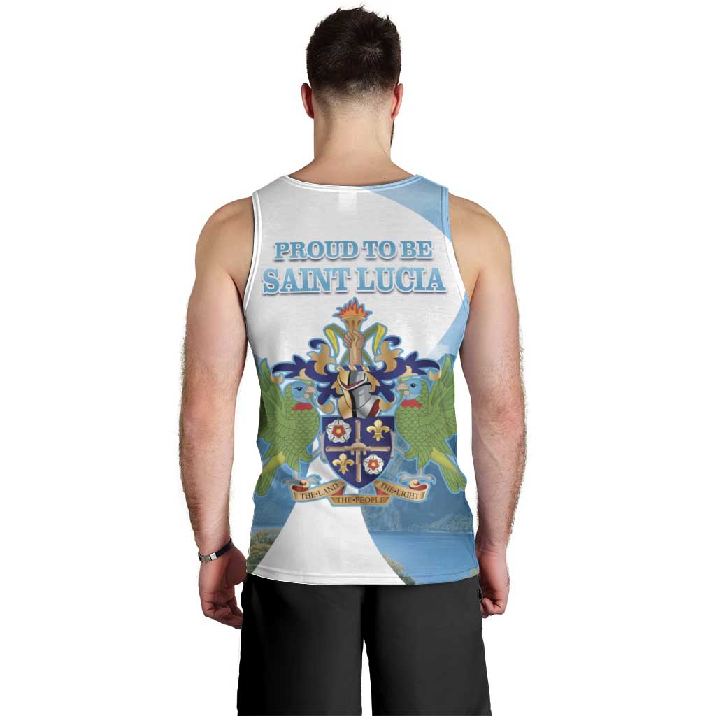 Proud To Be Saint Lucia 758 Men Tank Top Pitons With Map - Wonder Print Shop