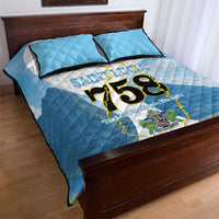 Proud To Be Saint Lucia 758 Quilt Bed Set Pitons With Map - Wonder Print Shop