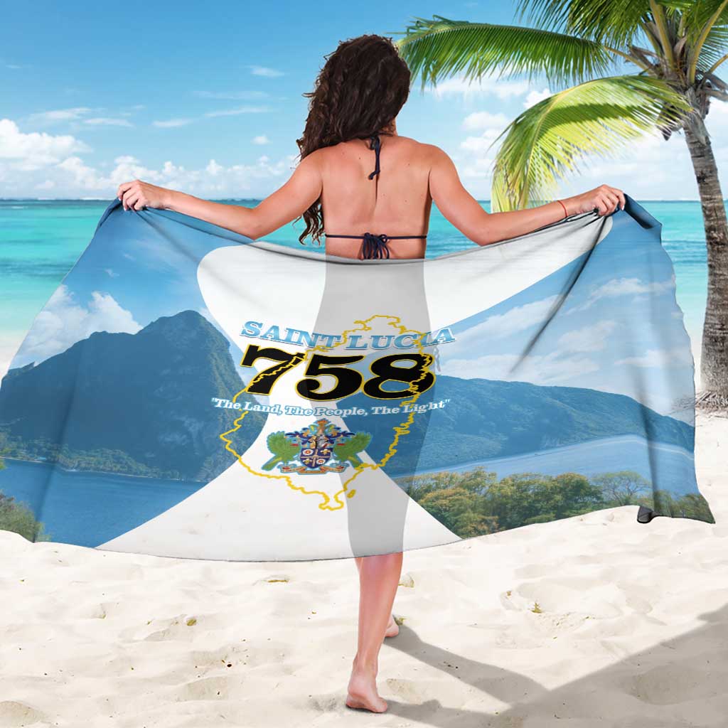 Proud To Be Saint Lucia 758 Sarong Pitons With Map - Wonder Print Shop