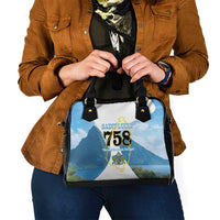 Proud To Be Saint Lucia 758 Shoulder Handbag Pitons With Map