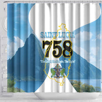 Proud To Be Saint Lucia 758 Shower Curtain Pitons With Map