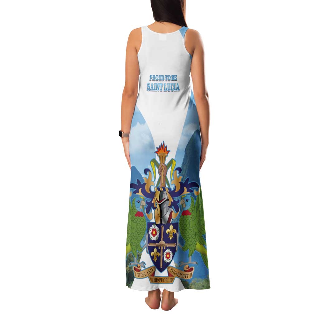 Proud To Be Saint Lucia 758 Tank Maxi Dress Pitons With Map - Wonder Print Shop
