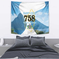 Proud To Be Saint Lucia 758 Tapestry Pitons With Map - Wonder Print Shop