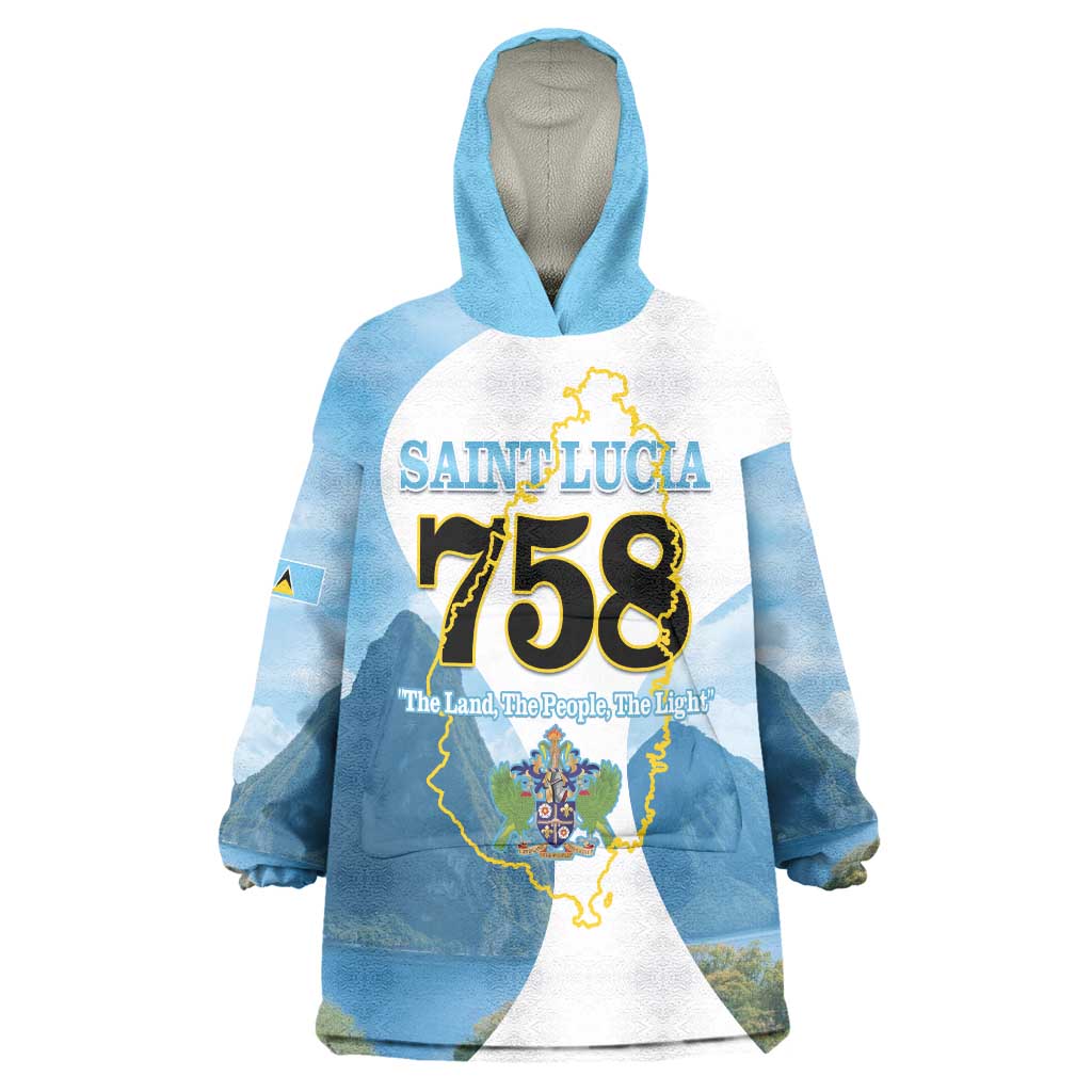 Proud To Be Saint Lucia 758 Wearable Blanket Hoodie Pitons With Map - Wonder Print Shop
