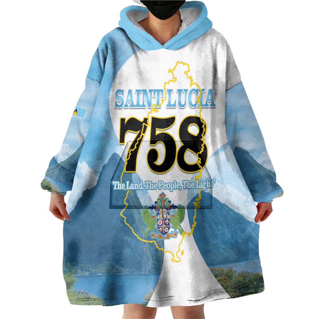 Proud To Be Saint Lucia 758 Wearable Blanket Hoodie Pitons With Map - Wonder Print Shop