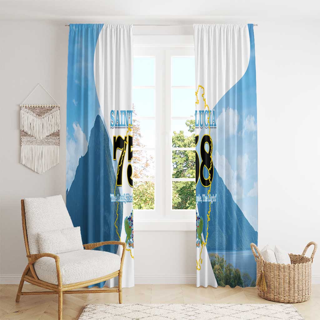 Proud To Be Saint Lucia 758 Window Curtain Pitons With Map - Wonder Print Shop