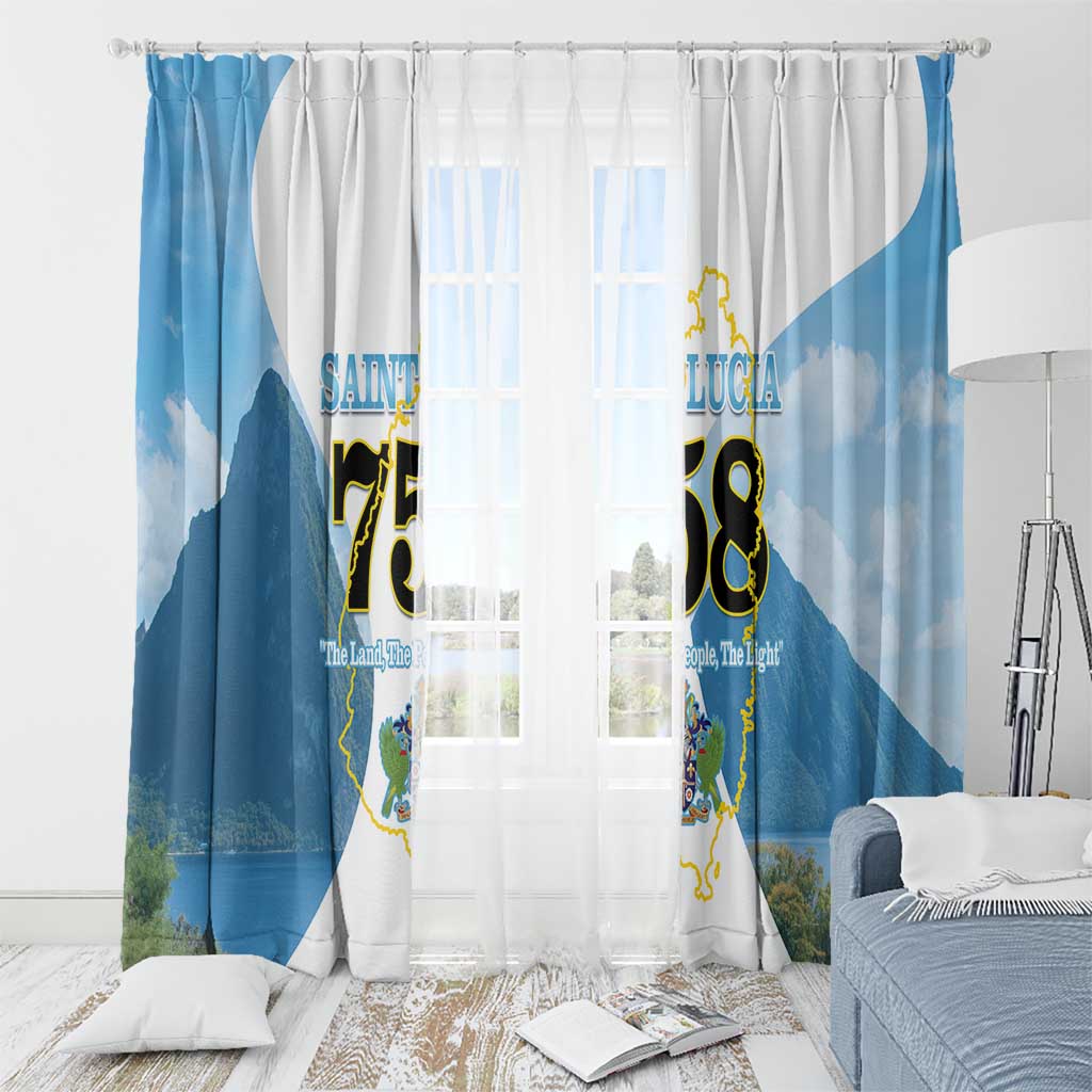 Proud To Be Saint Lucia 758 Window Curtain Pitons With Map - Wonder Print Shop