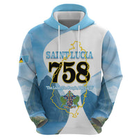 Proud To Be Saint Lucia 758 Zip Hoodie Pitons With Map - Wonder Print Shop
