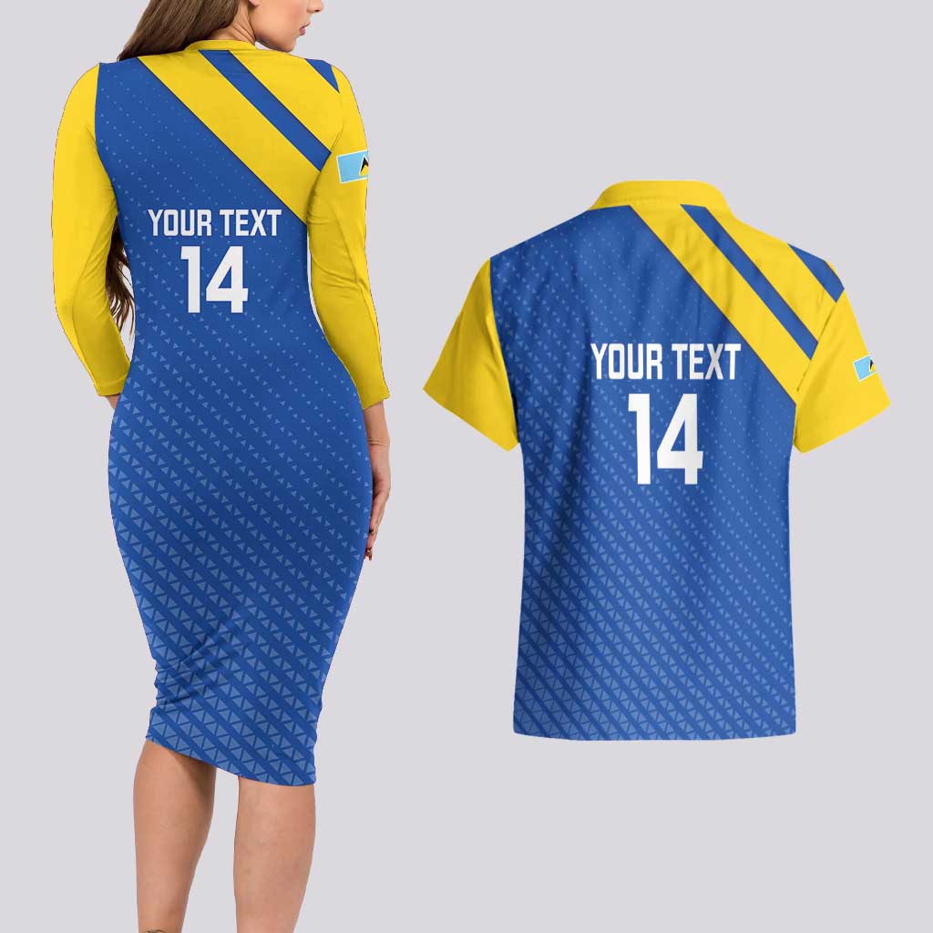 Custom Saint Lucia Football Couples Matching Long Sleeve Bodycon Dress and Hawaiian Shirt 2025 Go Champions - Wonder Print Shop