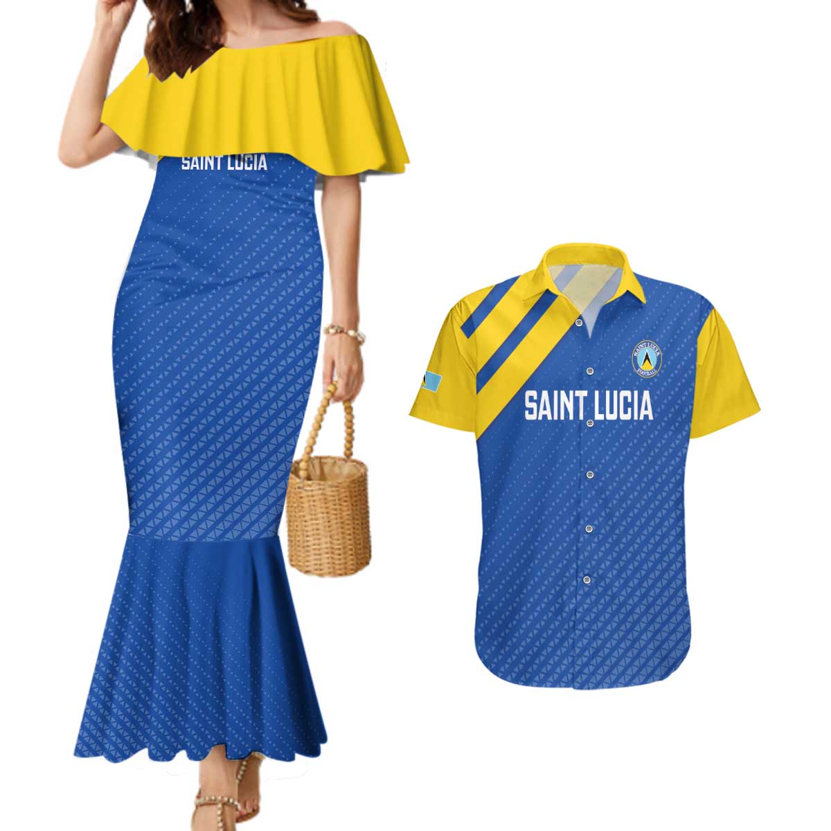 Custom Saint Lucia Football Couples Matching Mermaid Dress and Hawaiian Shirt 2025 Go Champions - Wonder Print Shop