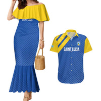 Custom Saint Lucia Football Couples Matching Mermaid Dress and Hawaiian Shirt 2025 Go Champions - Wonder Print Shop