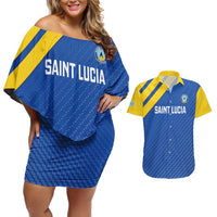 Custom Saint Lucia Football Couples Matching Off Shoulder Short Dress and Hawaiian Shirt 2025 Go Champions - Wonder Print Shop