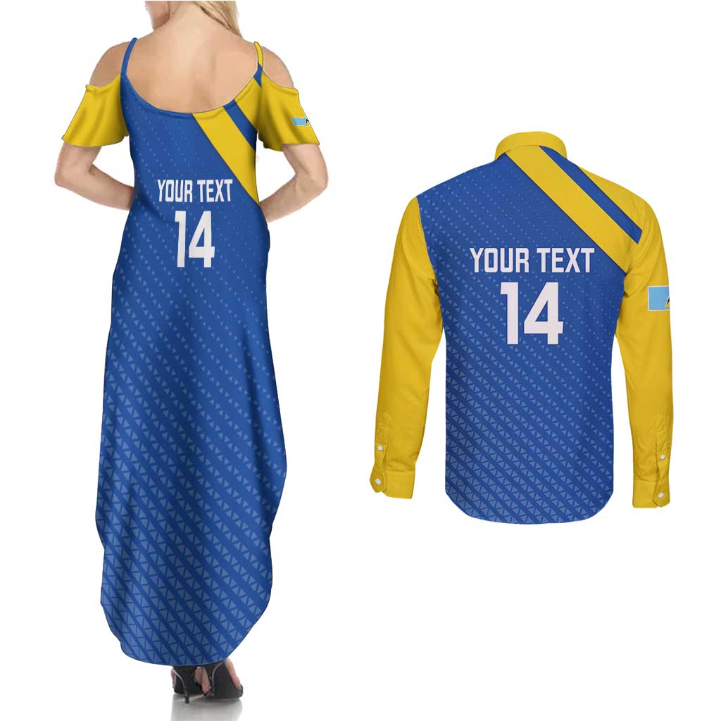 Custom Saint Lucia Football Couples Matching Summer Maxi Dress and Long Sleeve Button Shirt 2025 Go Champions - Wonder Print Shop