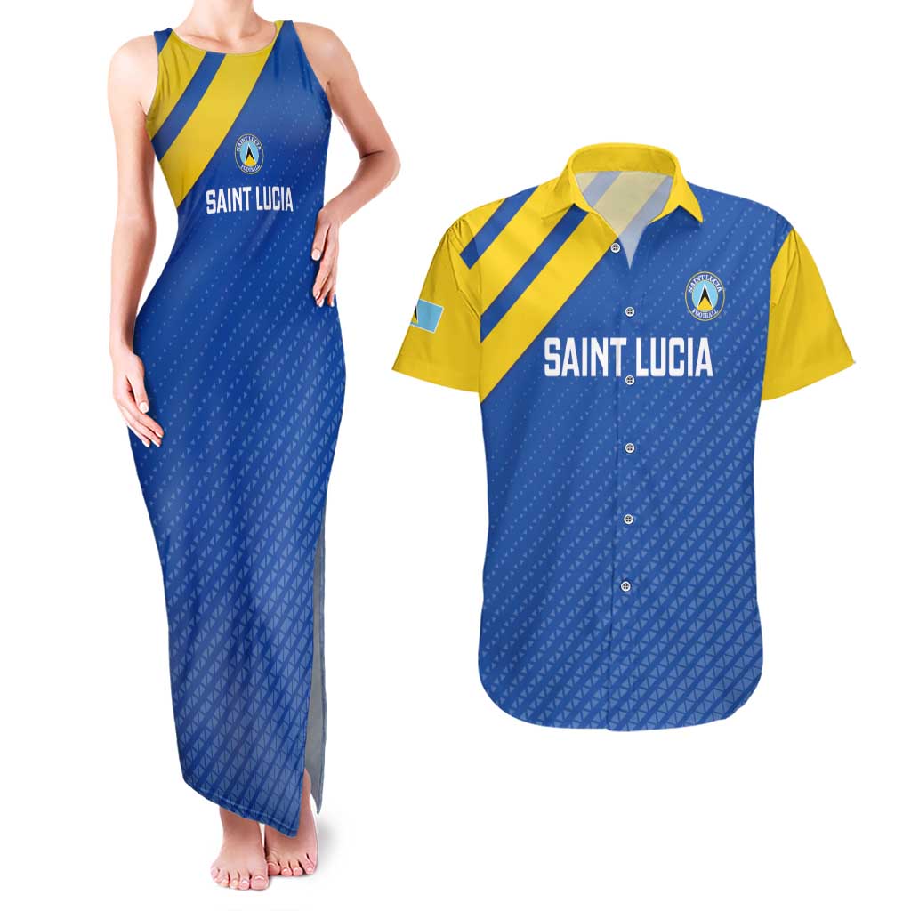Custom Saint Lucia Football Couples Matching Tank Maxi Dress and Hawaiian Shirt 2025 Go Champions - Wonder Print Shop