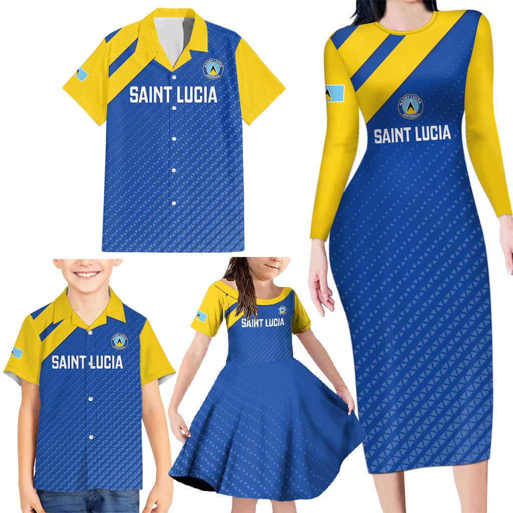 Custom Saint Lucia Football Family Matching Long Sleeve Bodycon Dress and Hawaiian Shirt 2025 Go Champions - Wonder Print Shop