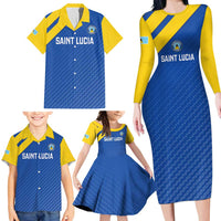 Custom Saint Lucia Football Family Matching Long Sleeve Bodycon Dress and Hawaiian Shirt 2025 Go Champions - Wonder Print Shop